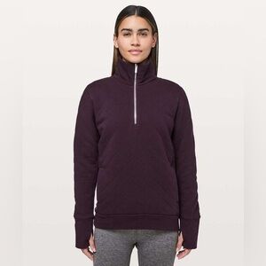 Lululemon Burgundy Half Zip Turtleneck Quilted Pullover Sweater Women’s Size 2